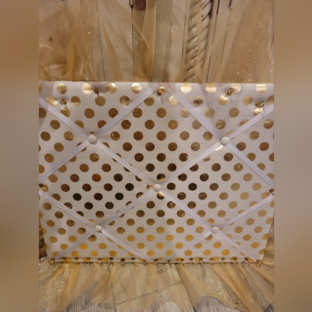 Gold Polka Dot Hair Bow or Jewelry Board - Picture 4 of 16